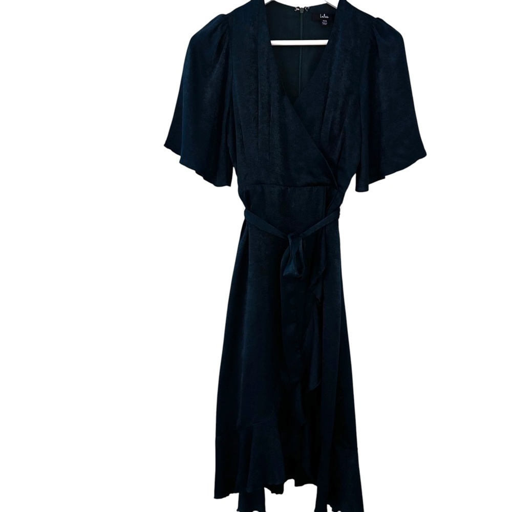 Lulu's Midi Flowy Tie Dress (Green) - Picture 3 of 11